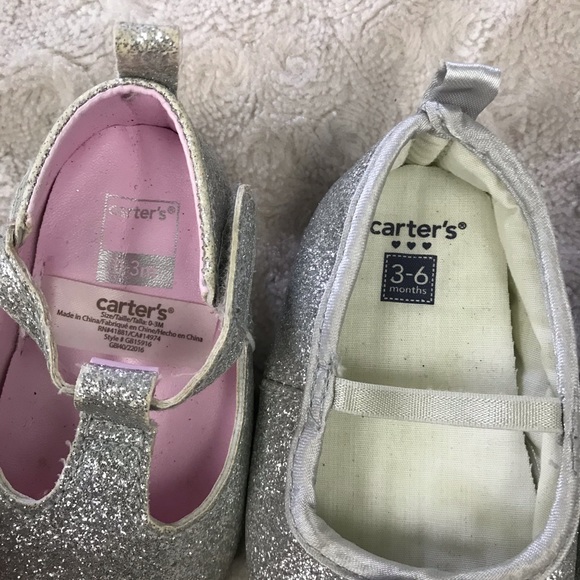 Carter’s Silver Glitter Baby Girl Shoe Bundle - Picture 2 of 7